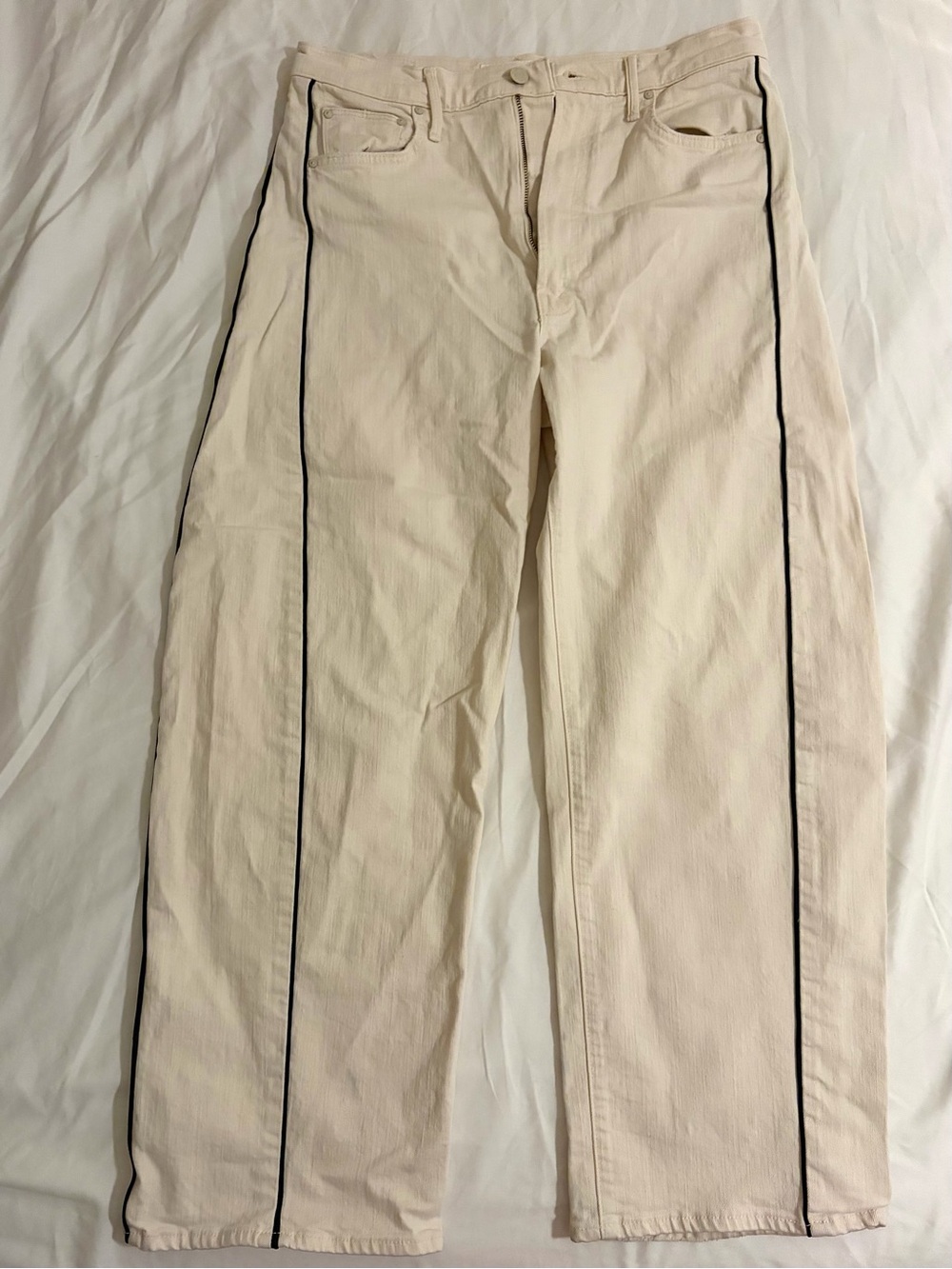 MOTHER Half-Piped Ankle Cream Pant
